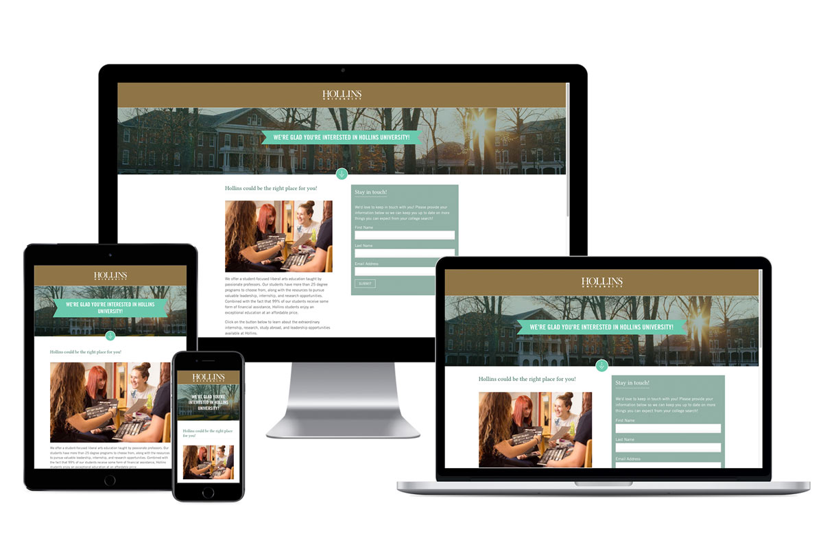 Hollins University Search Digital Marketing device mockups