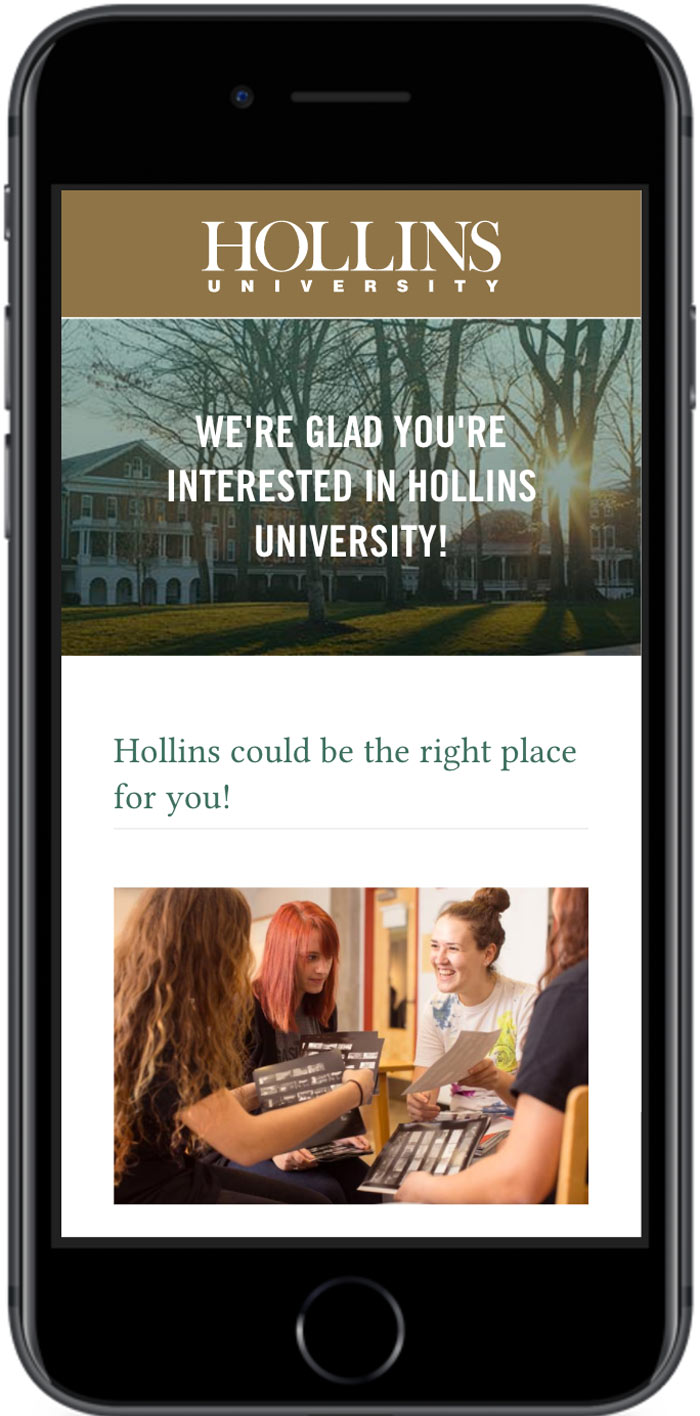 Hollins University Search Digital Marketing learn more page mobile view 1