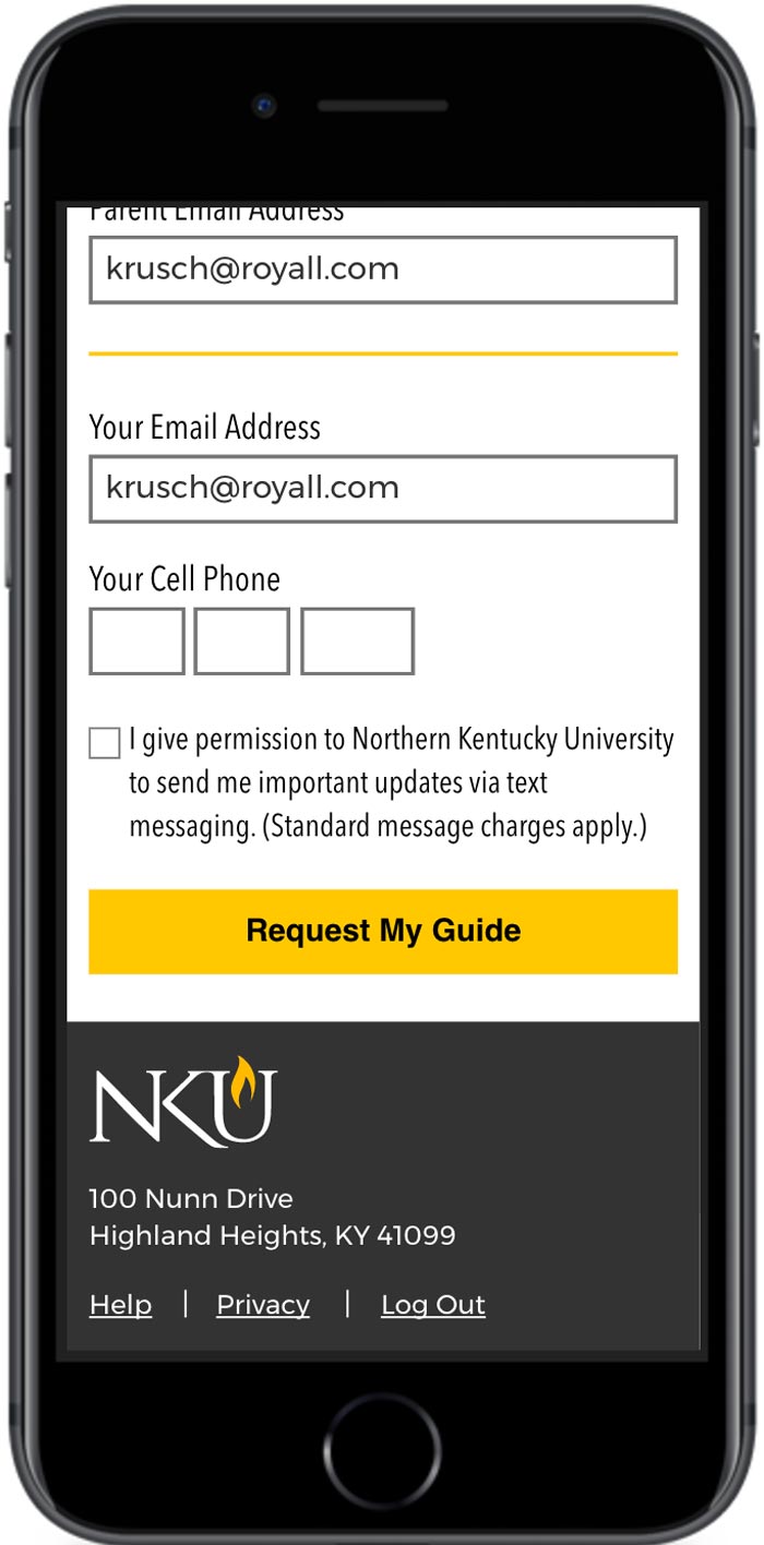 Northern Kentucky University Search contact information mobile view 3