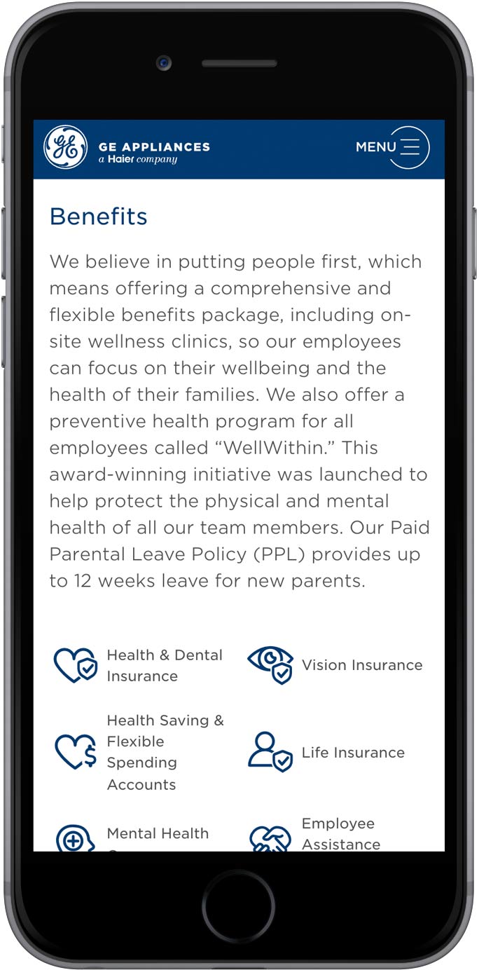 GEA Workplace page mobile view 3