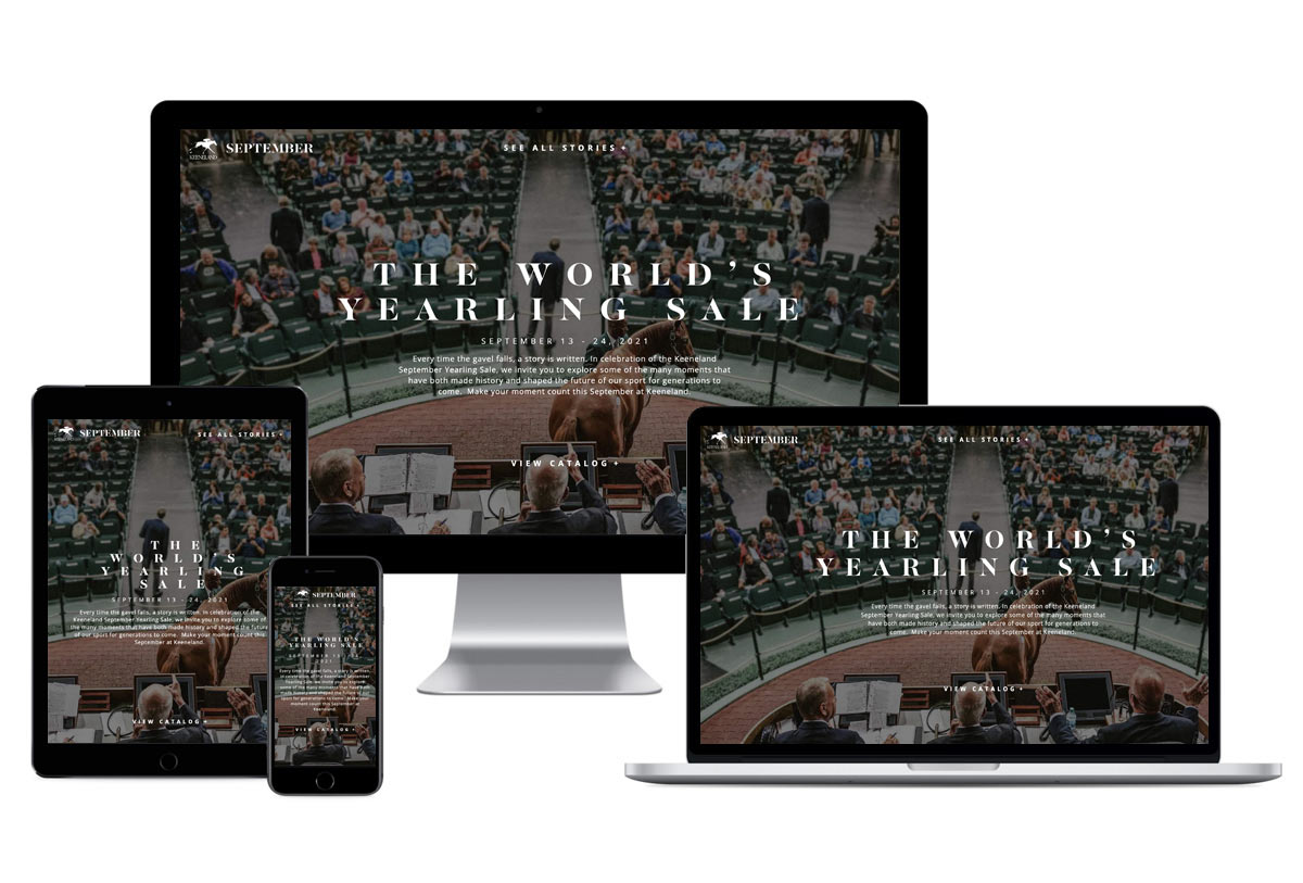 Keeneland September Sale site mocked up on different devices